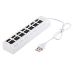 7ポートUSBハブ 2.0 USB分配器 高速480Mbps ON/OFFスイッチ付き / 7LED, 7ポート（ホワイト）、7ポート（ブラック）