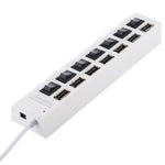 7ポートUSBハブ 2.0 USB分配器 高速480Mbps ON/OFFスイッチ付き / 7LED, 7ポート（ホワイト）、7ポート（ブラック）