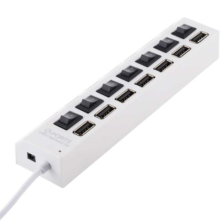 7ポートUSBハブ 2.0 USB分配器 高速480Mbps ON/OFFスイッチ付き / 7LED, 7ポート（ホワイト）、7ポート（ブラック）