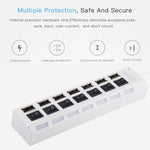 7ポートUSBハブ 2.0 USB分配器 高速480Mbps ON/OFFスイッチ付き / 7LED, 7ポート（ホワイト）、7ポート（ブラック）