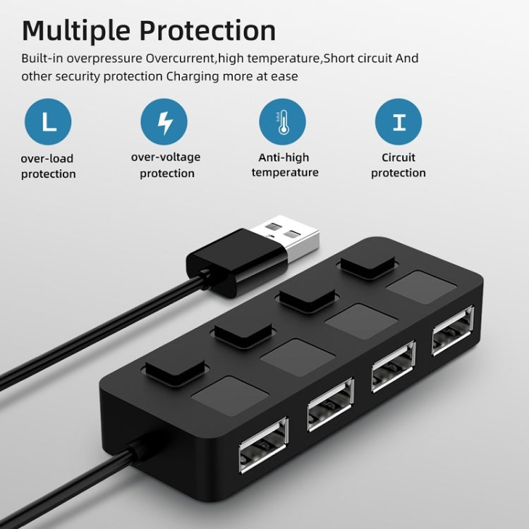 4ポートUSB 2.0ハブ 4スイッチ付き 4ポート4スイッチ（ブラック）、4ポート4スイッチ（ホワイト）