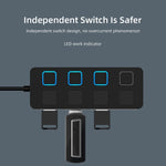 4ポートUSB 2.0ハブ 4スイッチ付き 4ポート4スイッチ（ブラック）、4ポート4スイッチ（ホワイト）