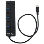 7ポート USB 3.0 ハブ 各データ転送ポートに個別スイッチ付き、7ポート（ブラック）