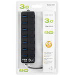 7ポート USB 3.0 ハブ 各データ転送ポートに個別スイッチ付き、7ポート（ブラック）