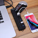 7ポート USB 3.0 ハブ 各データ転送ポートに個別スイッチ付き、7ポート（ブラック）