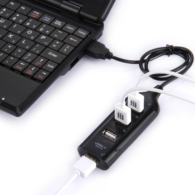 4ポートUSB 2.0ハブ ケーブル長30cm 4ポート（ブラック）、4ポート（ホワイト）