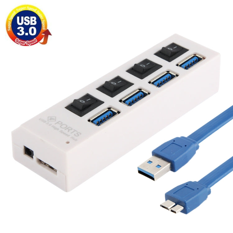 4ポートUSB 3.0ハブ 超高速5Gbps プラグアンドプレイ 1TB対応 4ポート（ブラック）、4ポート（ホワイト）