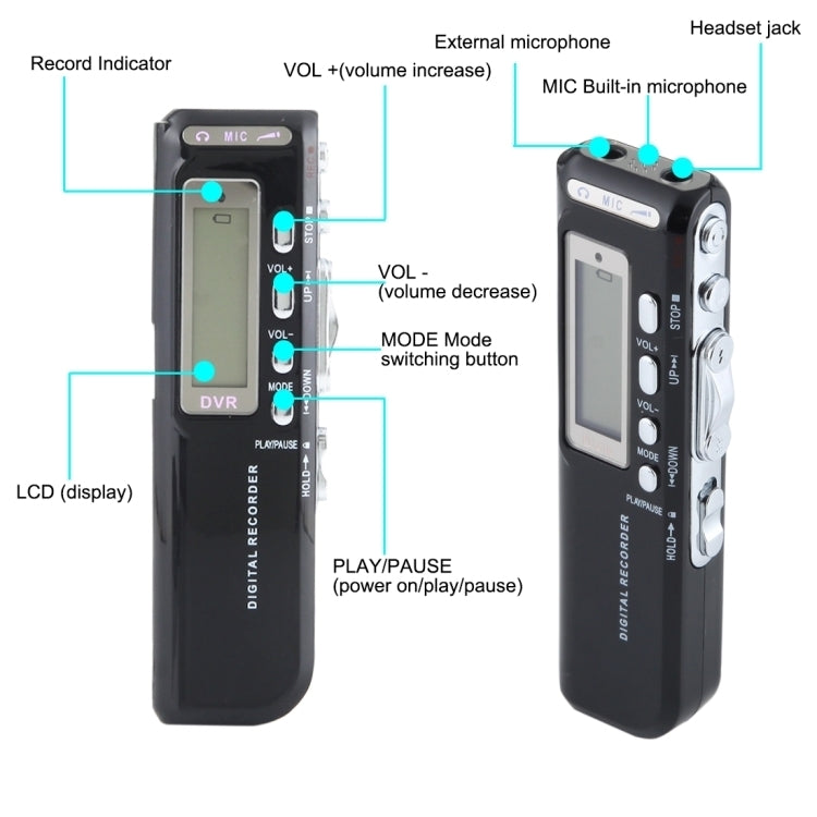8GBデジタルボイスレコーダー 録音機 MP3プレーヤー 電話録音対応 VOX機能 電源：単4電池2本（ブラック）