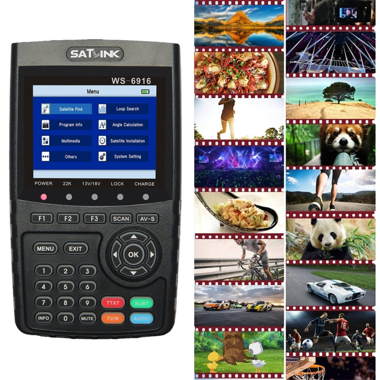 SATLINK WS6916 デジタル衛星信号ファインダーメーター 3.5インチ TFT LCDスクリーン DVB-S / S2, MPEG-2 / MPEG-4対応, WS6916