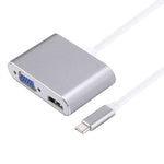 2 in 1 VGA＆HDMIメスからUSB-C / Type-Cオスハブスプリッターアダプター、VGA+HDMI