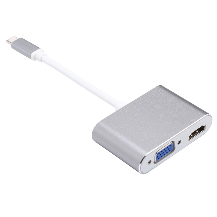 2 in 1 VGA＆HDMIメスからUSB-C / Type-Cオスハブスプリッターアダプター、VGA+HDMI