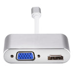2 in 1 VGA＆HDMIメスからUSB-C / Type-Cオスハブスプリッターアダプター、VGA+HDMI