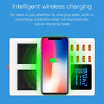 YC-CDA10W 10W マルチポートUSB インテリジェントデジタルディスプレイ急速充電ワイヤレスチャージャー、UKプラグ、SAS1048A、SAS1048B、SAS1048C