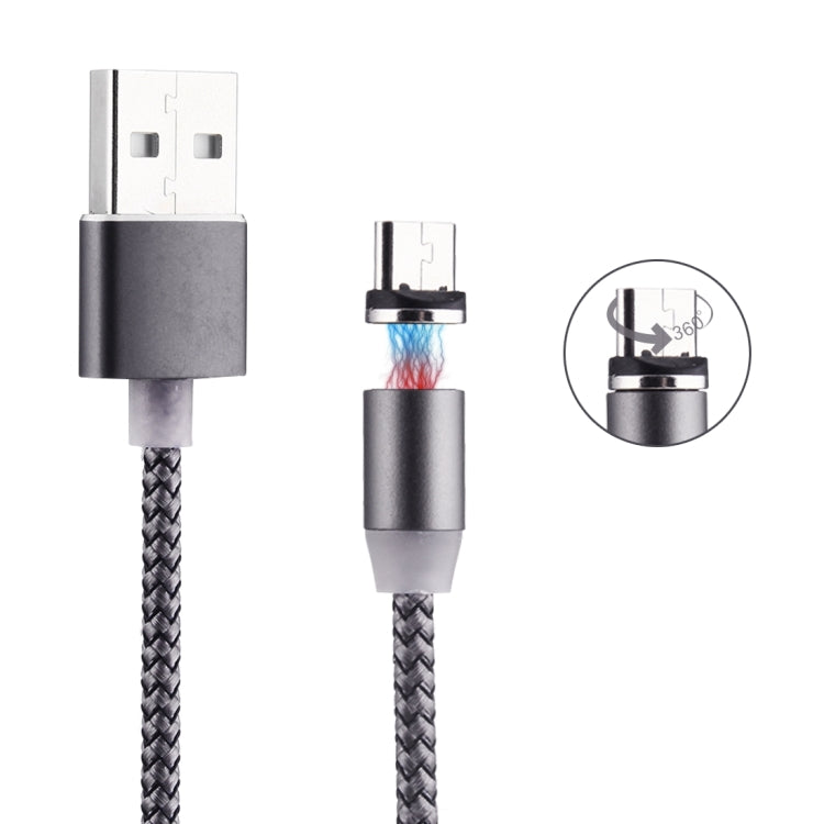 360度回転 1m編みスタイル マイクロUSBからUSB 2.0 強力マグネティック充電ケーブル LEDインジケーター付き