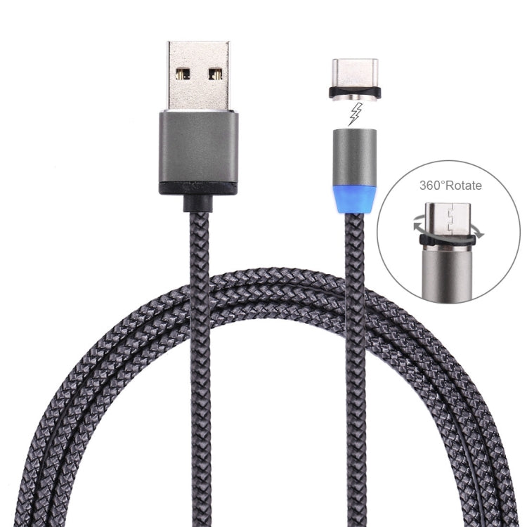 360度回転 1m編みスタイル USB-C / Type-C から USB 2.0 強力マグネティック充電ケーブル LEDインジケーター付き