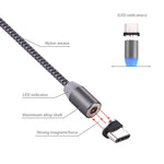 360度回転 1m編みスタイル USB-C / Type-C から USB 2.0 強力マグネティック充電ケーブル LEDインジケーター付き