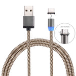 360度回転 1m編みスタイル USB-C / Type-C から USB 2.0 強力マグネティック充電ケーブル LEDインジケーター付き