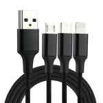 2A 1.2m 3in1 USBから8ピン＆USB-C / Type-C＆Micro USBナイロン編み充電ケーブル