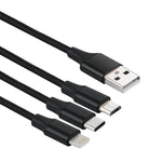 2A 1.2m 3in1 USBから8ピン＆USB-C / Type-C＆Micro USBナイロン編み充電ケーブル