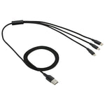 2A 1.2m 3in1 USBから8ピン＆USB-C / Type-C＆Micro USBナイロン編み充電ケーブル