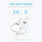 ANKER 3-in-1 8ピン + マイクロUSB + USB-C / Type-Cインターフェース MFI認証データケーブル