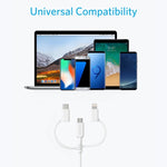 ANKER 3-in-1 8ピン + マイクロUSB + USB-C / Type-Cインターフェース MFI認証データケーブル