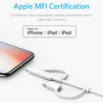 ANKER 3-in-1 8ピン + マイクロUSB + USB-C / Type-Cインターフェース MFI認証データケーブル