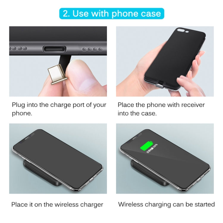 5V 800mA Qi規格ワイヤレス充電レシーバー USB-C / Type-Cポート付き、Type-Cスマホ対応