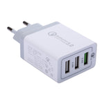 XHF30W 3ポートQC3.0 USB高速充電壁充電器 EUプラグ EUプラグ