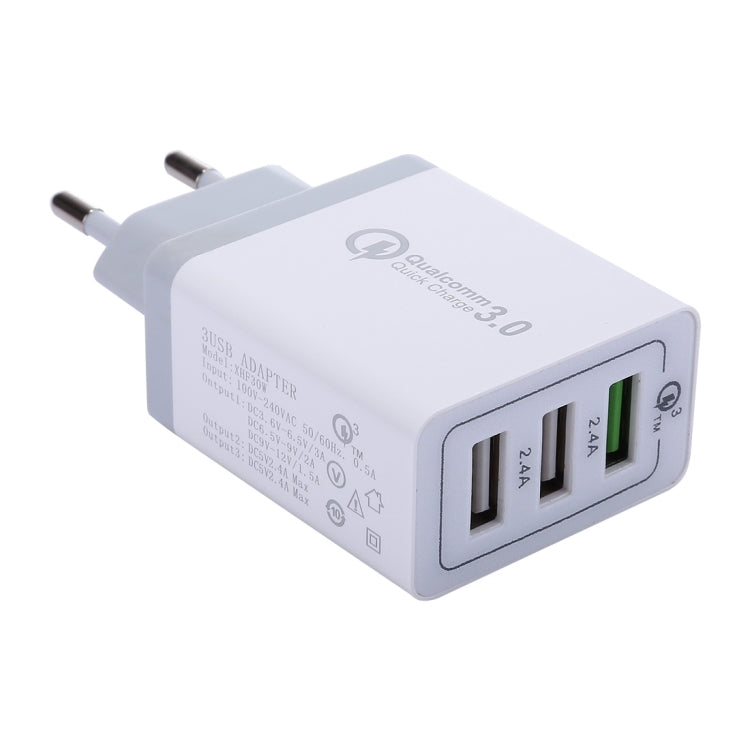 XHF30W 3ポートQC3.0 USB高速充電壁充電器 EUプラグ EUプラグ
