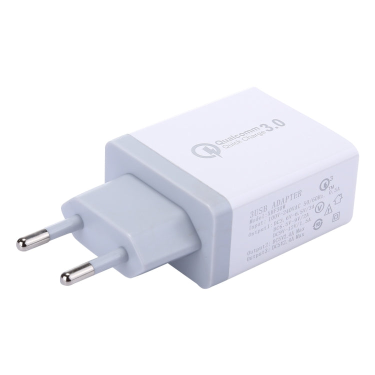 XHF30W 3ポートQC3.0 USB高速充電壁充電器 EUプラグ EUプラグ