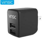 Vinsic 12W 5V 2.4A出力 デュアルUSB壁掛け充電器 USB充電アダプター