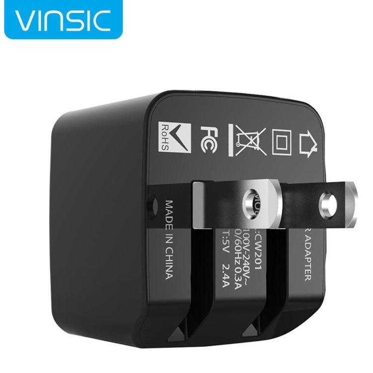 Vinsic 12W 5V 2.4A出力 デュアルUSB壁掛け充電器 USB充電アダプター