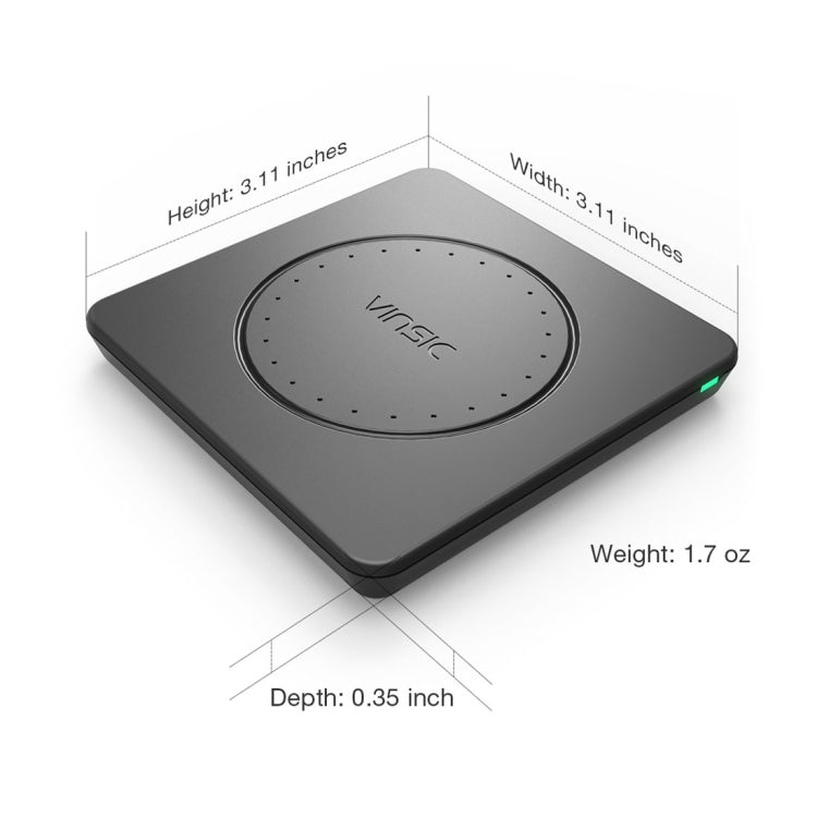 Vinsic 5V 1A出力 Qi規格 ポータブルワイヤレス充電パッド、Vinsic