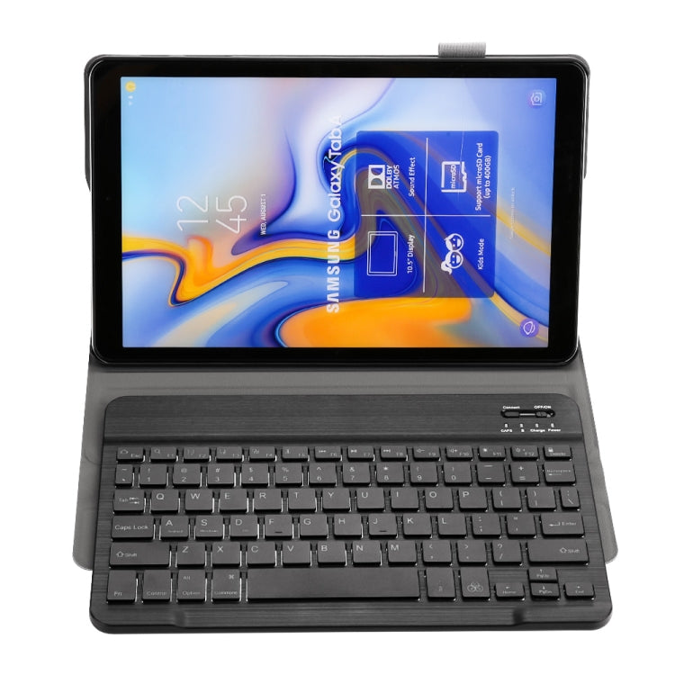 ST590S Bluetooth 3.0 ファインウール調PUレザー ABS着脱式 七色バックライトBluetoothキーボード レザータブレットケース Samsung Galaxy Tab A 10.5インチ T590 / T595用 ペンスロット＆ホルダー付き