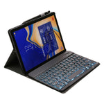 ST590S Bluetooth 3.0 ファインウール調PUレザー ABS着脱式 七色バックライトBluetoothキーボード レザータブレットケース Samsung Galaxy Tab A 10.5インチ T590 / T595用 ペンスロット＆ホルダー付き