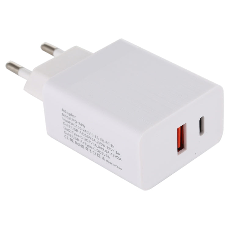 24W PD + QC3.0急速充電器 電源アダプタープラグアダプター EUプラグ、24W EUプラグ