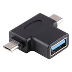 多機能 USB 3.0 メス & USB-C / Type-C オス & Micro USB オス T字型 OTGアダプター