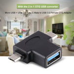 多機能 USB 3.0 メス & USB-C / Type-C オス & Micro USB オス T字型 OTGアダプター
