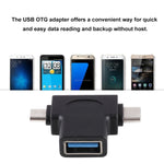 多機能 USB 3.0 メス & USB-C / Type-C オス & Micro USB オス T字型 OTGアダプター
