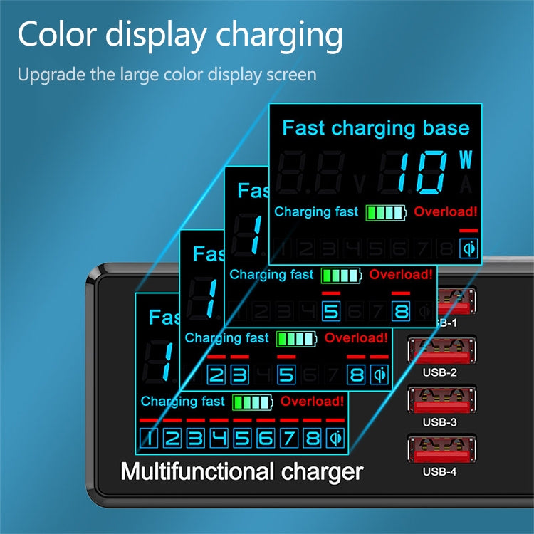 X9 9-in-1 QC 3.0 USBインターフェース＋6 USBポート＋PD 65Wポート＋QIワイヤレス急速充電 多機能チャージャー LEDディスプレイ付き、X9