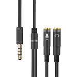2-in-1 3.5mmオス to ダブル3.5mmメス TPE高弾性オーディオケーブルスプリッター ケーブル長: 32cm