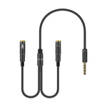 2-in-1 3.5mmオス to ダブル3.5mmメス TPE高弾性オーディオケーブルスプリッター ケーブル長: 32cm