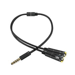 2-in-1 3.5mmオス to ダブル3.5mmメス TPE高弾性オーディオケーブルスプリッター ケーブル長: 32cm