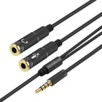 2-in-1 3.5mmオス to ダブル3.5mmメス TPE高弾性オーディオケーブルスプリッター ケーブル長: 32cm