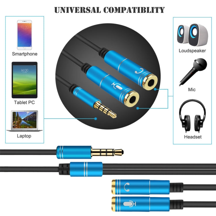 2-in-1 3.5mmオス to ダブル3.5mmメス TPE高弾性オーディオケーブルスプリッター ケーブル長: 32cm