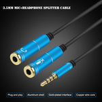 2-in-1 3.5mmオス to ダブル3.5mmメス TPE高弾性オーディオケーブルスプリッター ケーブル長: 32cm