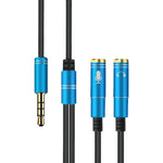 2-in-1 3.5mmオス to ダブル3.5mmメス TPE高弾性オーディオケーブルスプリッター ケーブル長: 32cm