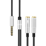 2-in-1 3.5mmオス to ダブル3.5mmメス TPE高弾性オーディオケーブルスプリッター ケーブル長: 32cm