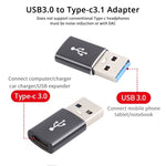 3個セット USB-C / Type-C メス to USB 3.0 オス アルミ合金アダプター、充電＆データ転送対応、USB 3.0